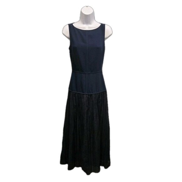 Reformation Womens Size 0 Navy Blue Cyra Pieced Drop Waist Maxi Dress - Picture 2 of 7